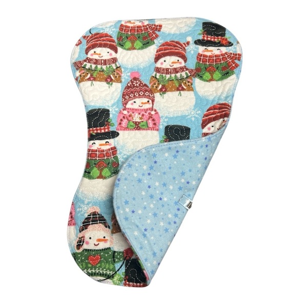 Hand Crafted Flannel Burp Cloth Contoured Padded Fabric Quilted Reversible - Picture 1 of 9